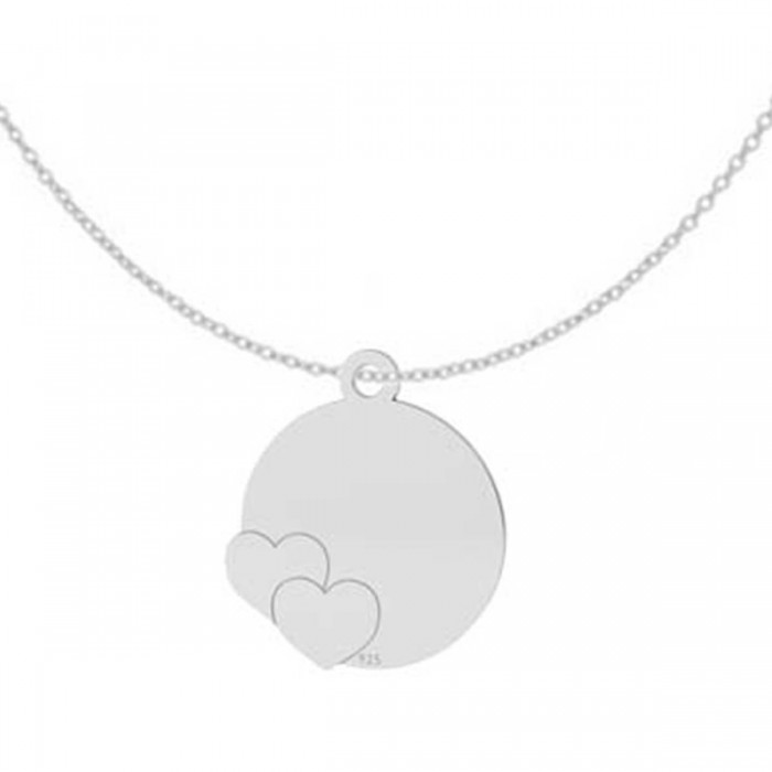 Lantisor model charm rotund cu 2 inimi - argint 925