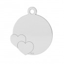 Lantisor model charm rotund cu 2 inimi - argint 925