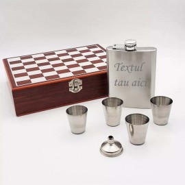 Set Sticla 4 Pahare, Palnie, Sah, Cutie Speciala Tabla De Sah, Piese De Sah, Sticla 8 Oz, Sticla Personalizata