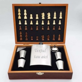 Set Sticla 4 Pahare, Palnie, Sah, Cutie Speciala Tabla De Sah, Piese De Sah, Sticla 8 Oz, Sticla Personalizata