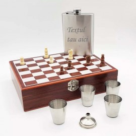 Set Sticla 4 Pahare, Palnie, Sah, Cutie Speciala Tabla De Sah, Piese De Sah, Sticla 8 Oz, Sticla Personalizata