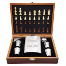 Set Sticla 4 Pahare, Palnie, Sah, Cutie Speciala Tabla De Sah, Piese De Sah, Sticla 8 Oz, Sticla Personalizata