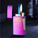 Bricheta Metalica Double Flame, Personalizata cu Textul Tau, Reincarcabila Cu Gaz, Cu Capac, Antivant, 7 Cm