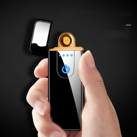 Bricheta Electronica cu Incarcare USB, Personalizata cu Textul Tau, Buton cu Lumina, Cu Senzor De Amprenta, 7 cm
