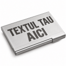Suport de Carduri din Aluminiu Personalizat – Design Dreptunghiular, Gravat cu Textul Tau