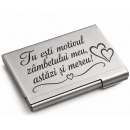 Suport de Carduri din Aluminiu Personalizat – Design Dreptunghiular, Gravat cu Textul Tau
