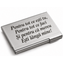 Suport de Carduri din Aluminiu Personalizat – Design Dreptunghiular, Gravat cu Textul Tau