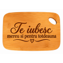 Tocator de Bucatarie din Bambus Natural 20 x 14 cm – Placa de Taiere pentru Legume, Personalizata cu Textul Tau