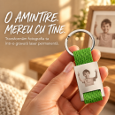 Breloc metalic . verde. inox. gravat. personalizat cu poza si text