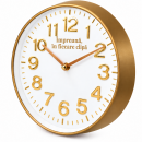 Ceas de Perete Decorativ 25 cm, Design Modern si Elegant, Alb cu Detalii Aurii, Gravat cu TEXTUL TAU
