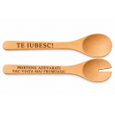 Set de 2 Tacamuri din Bambus Pentru Salate, 30 cm, Personalizate cu Textul Tau – Cadou Unic si Elegant