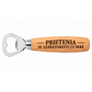 Desfacator Metalic de Sticle cu Maner din Lemn, 40 x 150 x 17 mm, Personalizat cu TEXTUL TAU