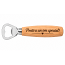 Desfacator Metalic de Sticle cu Maner din Lemn, 40 x 150 x 17 mm, Personalizat cu TEXTUL TAU