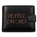 Portofel Barbatesc Negru Personalizat cu TEXTUL TAU – Carduri, Acte si Buzunar Pentru Monede, 13 × 10 cm