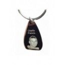 Breloc personalizat in forma ovala cu desfacator capace gravat cu poza si text