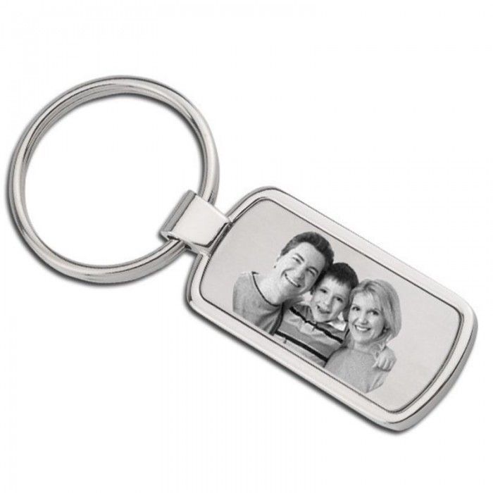 Breloc personalizat dreptunghiular gravat cu poza si text