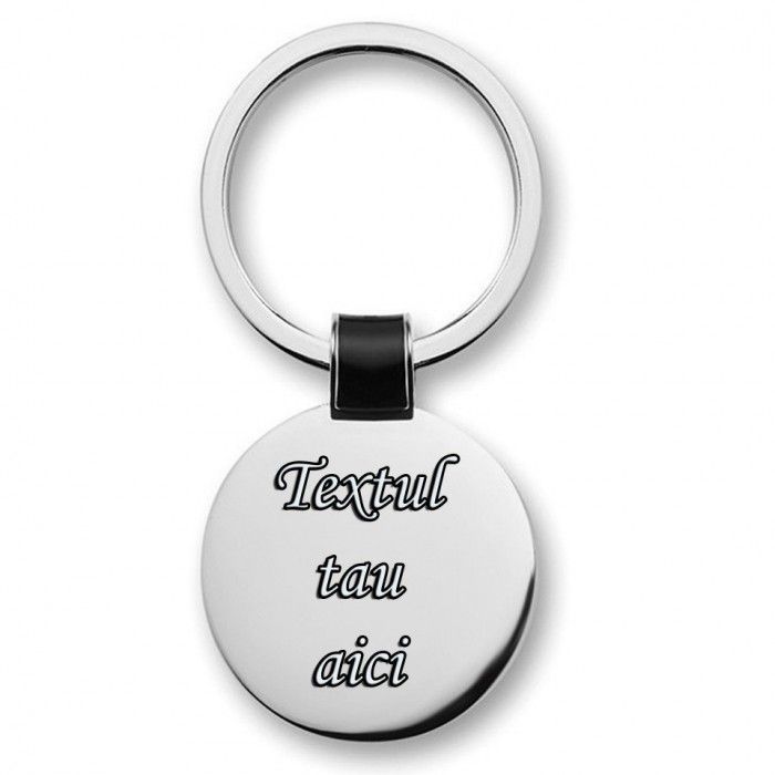 Breloc personalizat rotund gravat cu textul tau